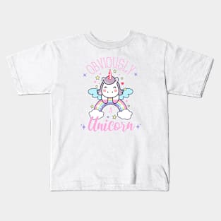 Obviously A Unicorn, Cute Unicorn On A Rainbow Kids T-Shirt